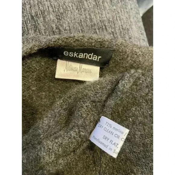 Eskandar Merino Wool Blend Open Front Cardigan Vest Sleeveless Brown Knit 1size - Picture 3 of 9